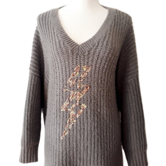 Torrid Beaded Lightning Bolt Chunky Pullover Tunic Sweater - Size 4X - Picture 3 of 12